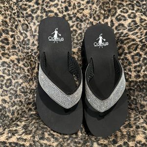 Corky’s Clear Rhinestone Flip Flops Size 7